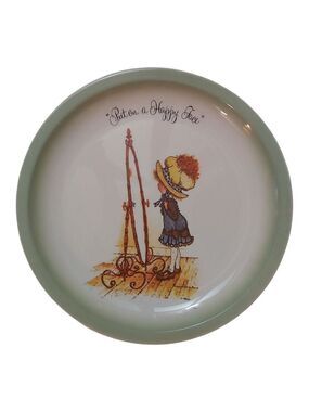 Set of 5 Holly Hobbie Collector’s Plates, Girl Boy Sayings, Light Green Rim, 6 I
